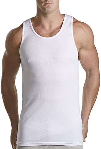 Harbor Bay by DXL Erkek Büyük ve Uzun Boylu 3-pk Atletik Tişörtler | Etiketsiz Fanilalar Eklenmiş Uzunlukta Beyaz