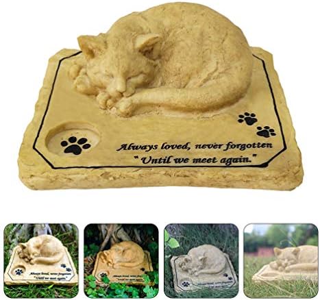 Cabilock Anma Hediyeleri 3D üzerinde Uyuyan Kedili Kedi Anma Taşları Mumluklu Kedi Bahçesi Evcil Hayvan Mezar Taşı