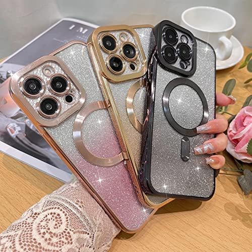 pmxlfo iPhone 14 Pro Max Manyetik Kılıf, Magsafe ile Uyumlu Lüks Degrade Glitter telefon kılıfı Kadınlar Kızlar için