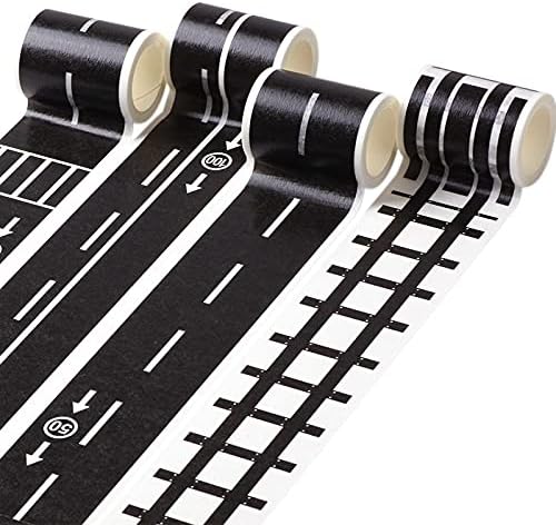 QİAONAİ DIY Dekor 1 Adet 5 m Demiryolu Tren Eğrisi Tasarım Kağıt Washi Bant DIY Yol Trafik Yapışkan Bant Scrapbooking