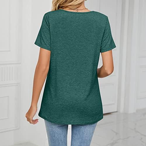 Kadınlar için yaz Üstleri 2023 Moda Düz Renk V Yaka Rahat bol tişört Bluz Casual Tops 1
