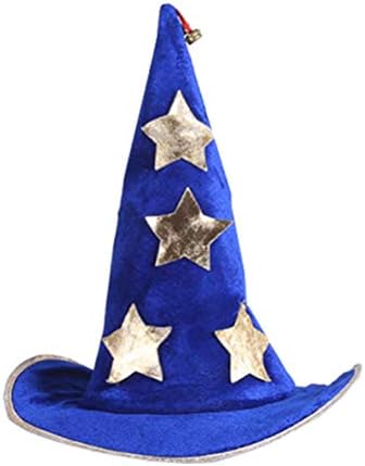 PartyKindom Cadılar Bayramı Headdress Sahne cadı şapkası Sihirbaz Şapka Pentagram Sünger Daire Çivili Şapka (Mavi)