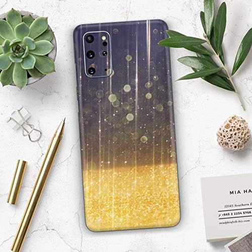 Tasarım Skinz Odaklanmamış Altın Parıldıyor ile Mavi Tabakalı Çizgiler Koruyucu Vinil Çıkartma Sarma Cilt Kapağı Samsung