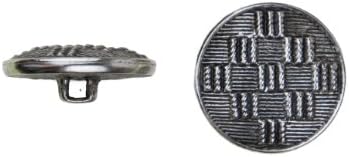 C & C Metal Ürünleri 5036 Nervürlü Elmas Desenli Metal Düğme, Beden 45 Ligne, Antik Nikel, 36'lı Paket