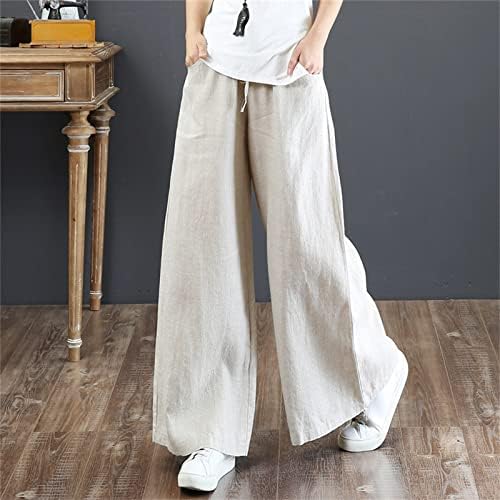 2023 Yeni Keten Pantolon Kadınlar için, Plaj Hafif Geniş Bacak Uzun Yoga Palazzo Tam Boy Salon Pantolon Kadınlar için