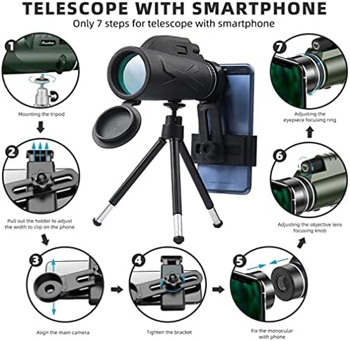 MANQİAN Monoküler Teleskop, Tutucu ve Tripod ile Smartphone için 100x80 Yüksek Güçlü Monoküler, Yetişkinler Çocuklar