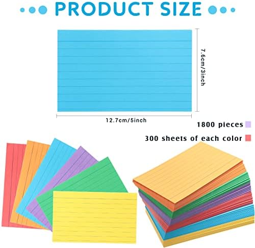 1800 Adet Regle Dizin Kartları Çeşitli Renk Not Kartları Renkli Flashcards Okul Malzemeleri Notecards Notlar, Organize,