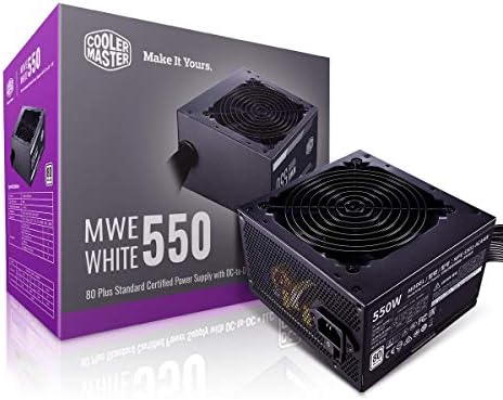 Soğutucu Ana MWE Beyaz 550 80 + Beyaz 550W PSU HDB Sessiz 120mm Fan, tek + 12V Ray, düz Siyah Kablolar