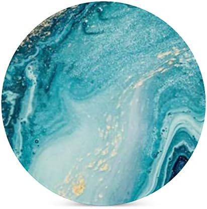 Içecek Bardak 4 ADET 3.9 Yuvarlak Bardak Mantar Tabanı ile, Soyut Okyanus Mavisi Mermer bardak altlığı takımı Ev Dekorasyon