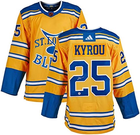 Jordan Kyrou İmzalı St Louis Blues Ters Retro 2.0 Adidas Forması-İmzalı NHL Formaları