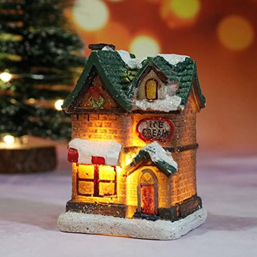 WLKQ 6 Parça Noel Köy Noel Dekorasyon Evler Set Süslemeleri Noel Kasaba Sahne Masaüstü Süsler Noel Figürler Aksesuarları