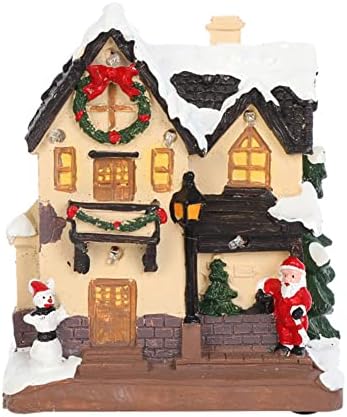 Noel dekorasyon-Noel sahne Köy evleri Kasaba ile sıcak beyaz led ışık pil ışletmek Noel Ornamnet