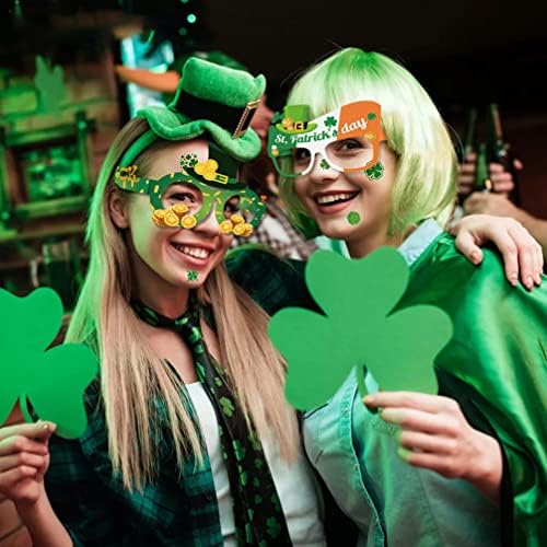 Dıdıseaon 16 adet Aziz Patrick Günü Gözlük Şanslı İrlandalı Yonca Kağıt Gözlük Çerçevesi Patrick Aksesuarları Parti