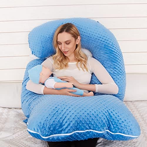 NearBabe gebelik Yastıkları, 55 inç U Şekilli hamile yastığı Uyku için tüm vücut yastığı Hamile Kadınlar için, Mavi