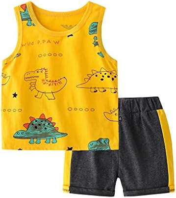 AŞK ZAMANI Toddler Erkek Bebek yaz giysileri Kıyafetler Kısa Kollu Dinozor Baskı Gömlek Şort Setleri 2 Adet Küçük