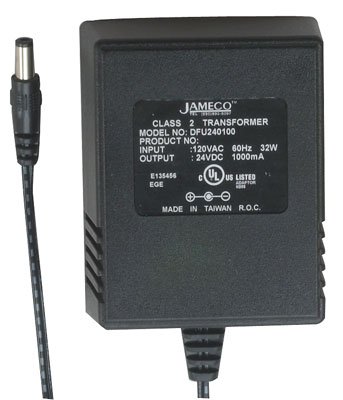 Jameco Reliapro DFU240100G2300 Güç Kaynağı Duvar Adaptörü Trafo, 24 W, 24 VDC 1000 mA, 3.4 x 2.7 x 2.2 Boyutu