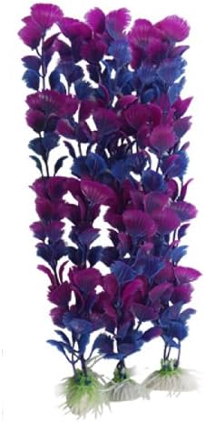 uxcell Akvaryum Yapay Ginkgo Yaprağı Bitki Dekor, 34 cm, Amaranth Mavi