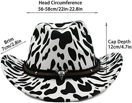 XYIYI Batı Faux Keçe kovboy şapkası Kadın Kızlar için, Geniş fötr şapka