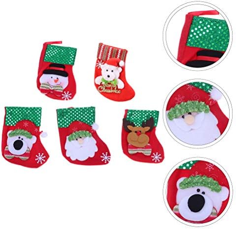 ISMARLAMA Noel Dekor 5 Adet Şık Noel Çorap Kolye Hediye Şeker Sürpriz Çanta Noel Çorap Dekor