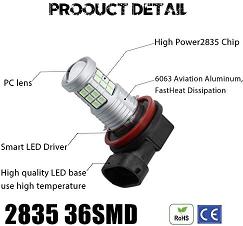 KISLED Süper Parlak 3000lm H8 H11 LED Sis Farları Ampuller DRL Yüksek Güç 3030 Cips Projektör Lens Değiştirme Otomobil