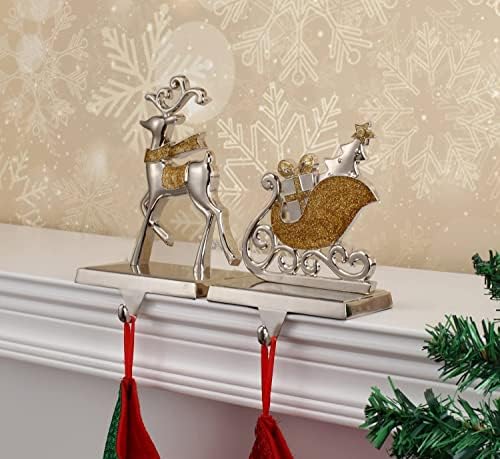 DAJAMAI Manto için 2 Çorap Tutacağı Seti, Şömine için Noel Ren Geyiği Çorap Tutucuları Noel Mantel Kancaları Noel
