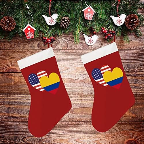 Kolombiya Amerikan Kalp Bayrağı Noel Çorap Kısa Peluş Noel Çorap Asılı Süsleme Noel Ağacı Şömine Dekorasyon 26x42cm