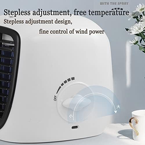Taşınabilir Kişisel Hava Soğutucu, 2 in 1 USB 280ml Kademesiz Ayar Evaporatif Soğutucu Ofis Ev için 35db Sessiz Mini