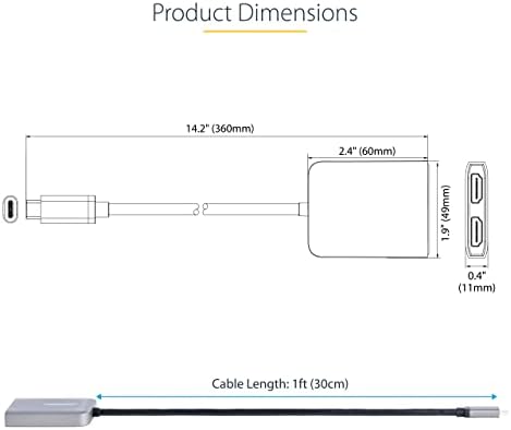 StarTech.com USB-C'den Çift HDMI MST hub'a-Çift HDMI 4K 60Hz-USB Tip C Dizüstü Bilgisayar için Çoklu Monitör Adaptörü