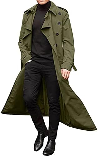 XİAXOGOOL Erkek Mont Ve Ceketler Moda Tam Boy Trençkot Uzun Rüzgarlık Kış Sıcak Slim Fit Palto Kemer İle