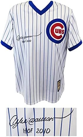 Andre Dawson İmzalı Cubs 1980'lerin Tarzı Gerileme Beyaz Cooperstown Koleksiyonu Beyzbol Forması w/HOF 2010
