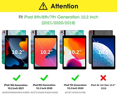 DTTO iPad 9th / 8th / 7th Nesil 10.2 İnç Kılıf 2021/2020/2019, Premium Deri İş Folio Standı Kapak Temperli Cam Ekran