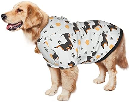 Büyük Köpek Hoodie Dachshund Topu Pençe Baskı Evcil Hayvan Giysileri Kazak Şapka ile Yumuşak Kedi Kıyafet Ceket Küçük