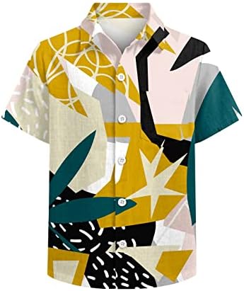 WENKOMG1 Mens Hawaiian Eşofman,2 Parça Kısa Kollu Yaz Kıyafetleri Baskılı Düğme Aşağı Plaj Gömlek ve Şort