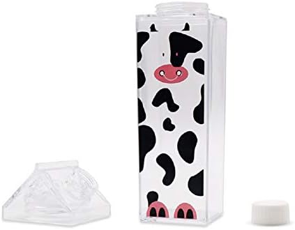 FveBzem Süt Karton Su Şişesi 17oz (500mL) Plastik Kare Süt Şişeleri BPA İçermez Sızdırmaz Su Şişesi Taşınabilir Yeniden