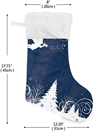 pnyoın Noel Orman Melekleri Noel Çorabı, Beyaz Peluş Manşetli 1 Adet 17,7 inç Büyük Noel Çorabı Süsleri, Aile Tatili