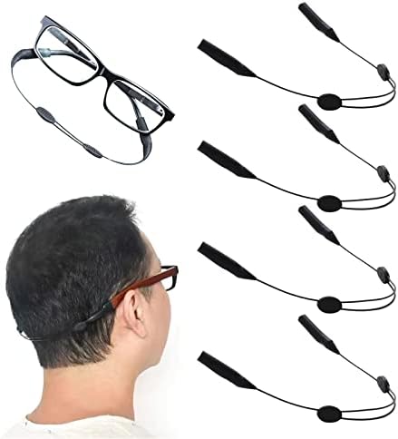 4 Paket Erkekler için Gözlük Askısı Siyah Gözlük Tutucu Ayarlanabilir Silikon Kayış Evrensel Fit Spor Güneş Gözlüğü