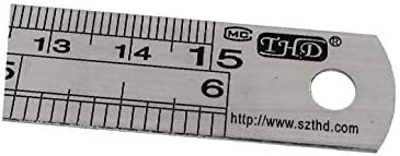 X-DREE Marangoz Okul Çift Taraflı Metrik Düz Cetvel ölçüm aracı 15cm 6( Herramienta de medición de regla recta métrica