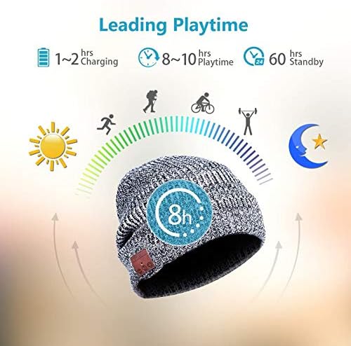 Bluetooth Bere Şapka Kulaklık Kulaklık, Kablosuz Siri Ses Kontrolü Dahili HD Stereo Hoparlörler ve Mikrofon, Koşu