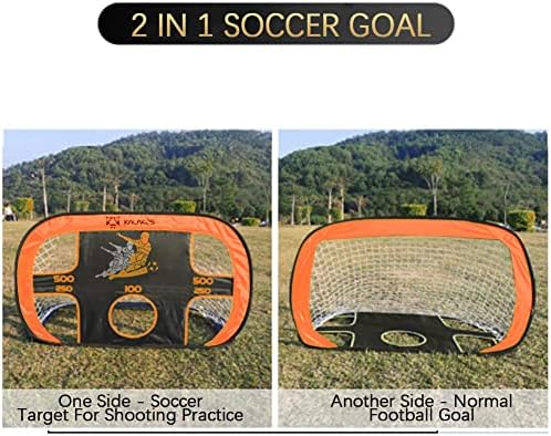 KALAKIDS Mini Futbol Gol Seti Arka Bahçe için + Kapalı, 2 in 1 Futbol Ağları Taşıma Çantası ile Taşınabilir Katlanır