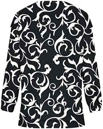 Kadın Moda Geometrik Kazaklar Yuvarlak Boyun Uzun Kollu Tee Üstleri Moda Baskılı Rahat T Shirt Gevşek Bluz