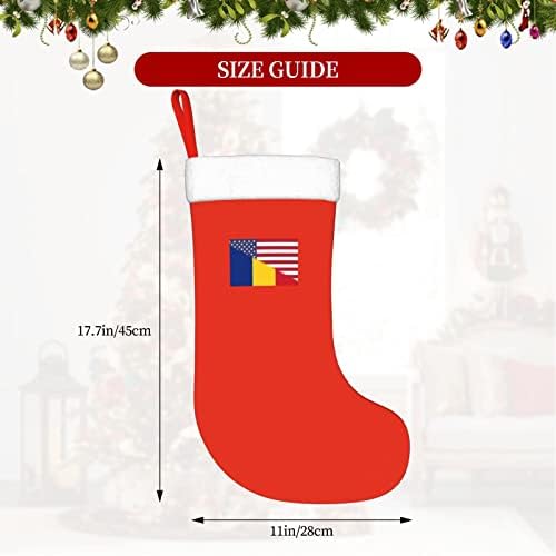 TZT Amerikan Bayrağı ve Bayrak Romanla Noel Çorap, noel Tatil Parti Hediyeler için Aile Tatil Süslemeleri 18-İnç