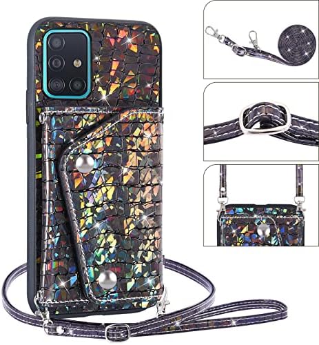 Asuwish Telefon Kılıfı için Samsung Galaxy A51 4G Cüzdan Kapak ile Temperli Cam Ekran Koruyucu ve Kredi Kartı Tutucu