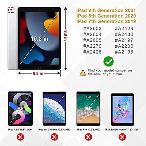 BMOUO iPad 9th/8th / 7th Nesil Kılıf-iPad 10.2 Kılıf 2021/2020/2019 Ekran Koruyucu, 360 döner stant El ve Omuz Askısı