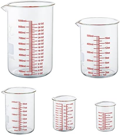 Uzun borosilikat cam ölçüm kabı seti-V şeklinde emzik,mutfak veya restoran için 60 ml(2 OZ), 120 ml(4 OZ), 250 ml(8