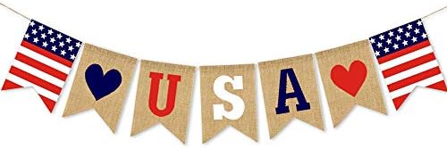 SWYOUN Çuval Bezi ABD Afiş Amerikan Bağımsızlık Günü Parti Malzemeleri 4th Temmuz Mantel Şömine Dekorasyon