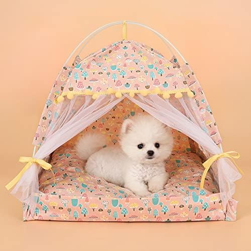SCDZS Pet Köpek Çadır Ev Çiçek Baskı Kapalı Kediler Çadır Yatak Kapalı Katlanır Taşınabilir Rahat Kitty Yatak Kulübesi