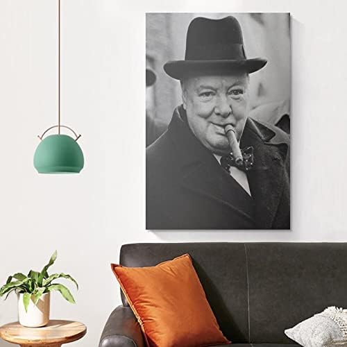 BLUDUG Duvar Sanatı Siyah Ve Beyaz sanat posterleri Winston Churchill Sigara Bir Puro Tuval Boyama Posterler Ve Baskılar