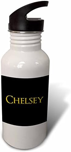 ABD'de 3dRose Chelsey Klas Kız Bebek Adı. Siyah üzerine sarı. - Su Şişeleri (wb-365125-2)