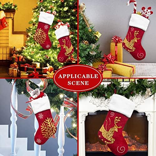 Pilipane 18.1 in Klasik Kırmızı Noel Çorap Hediye, Noel Çorap, Kız Erkek Noel Ağacı Mantel Parti Dekor için, Noel