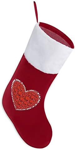Elmas Kırmızı kalp Noel çorap çorap peluş Şömine Asılı Noel ağacı ev dekorasyonu için